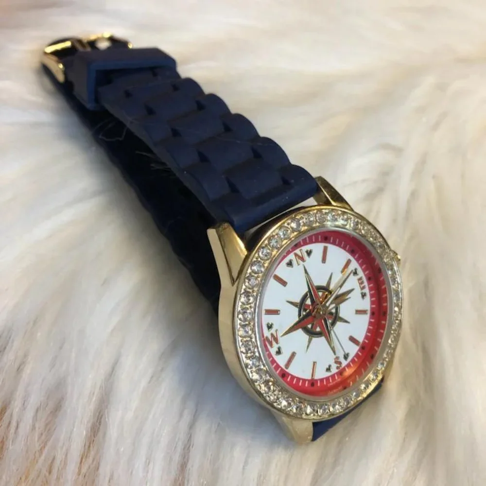 Compass Style Navy Blue Watch